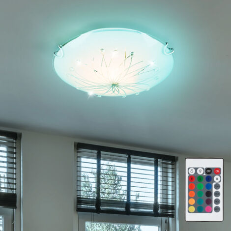 Plafonnier décor cristal lampe télécommande éclairage dimmable dans un ensemble comprenant des ampoules RVB