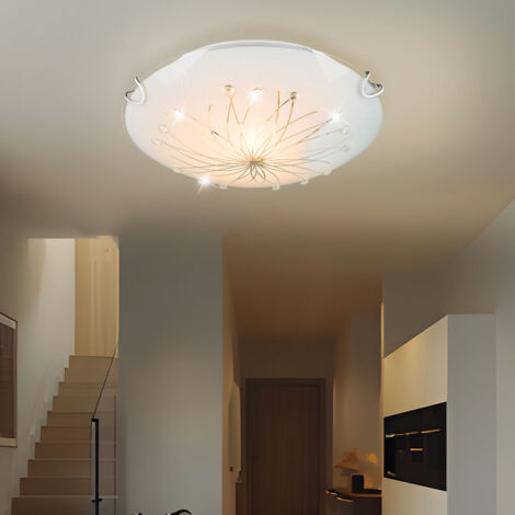 Plafonnier décor cristal lampe télécommande éclairage dimmable dans un ensemble comprenant des ampoules RVB