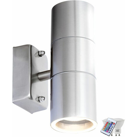 En acier inoxydable lumière intérieure mur TWIN-Compatible LED jusqu' à la lumière &