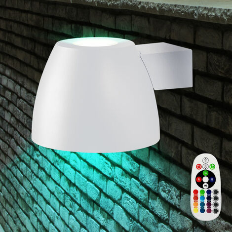 2x RGB DEL en acier inoxydable mur extérieur Lampes Variateur Télécommande Entrée Luminaires