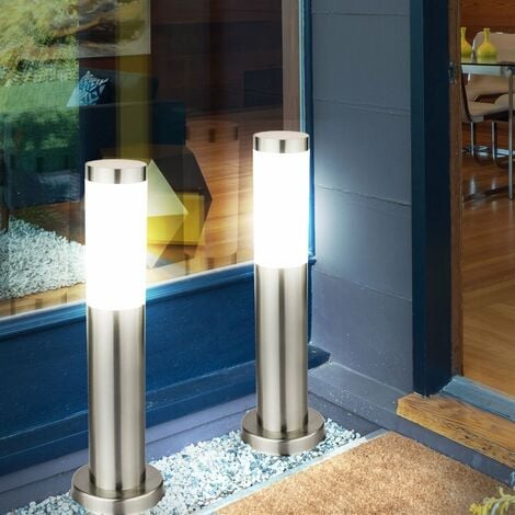 Lampe sur pied LED inox jardin terrasse éclairage IP44 2x douilles