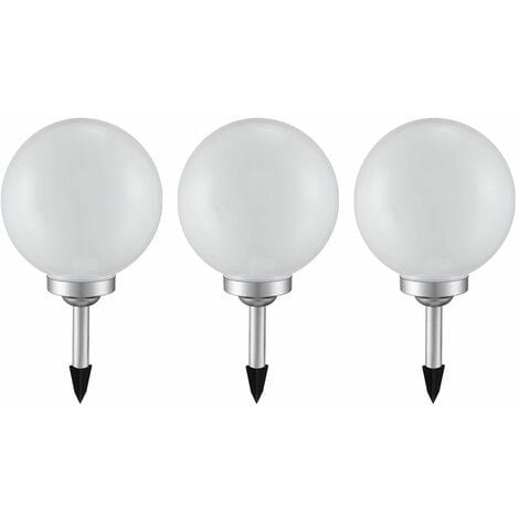 Lot de 3 lampes boules solaires à LED pour allée de jardin, éclairage de piquet de terrasse, blanc