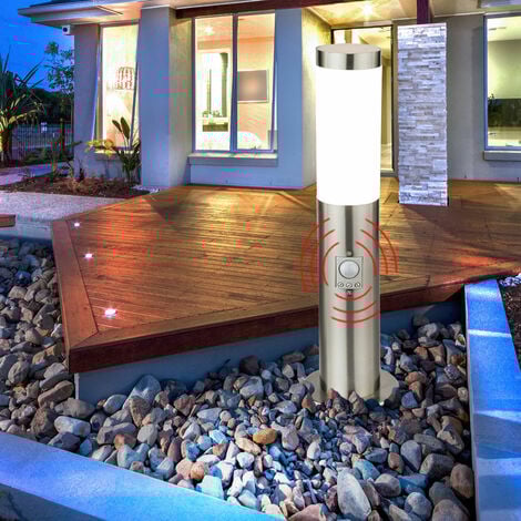 Ensemble de 4 lampes sur pied d'extérieur à LED RVB télécommande dimmable détecteur de mouvement en acier inoxydable lumières de chemin de jardin