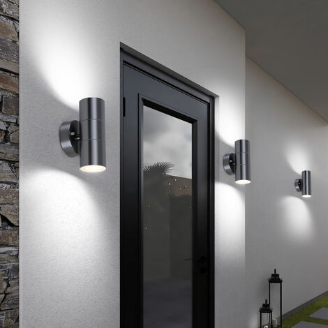 Pack] Lot de 3 éclairage extérieur en acier inoxydable UP DOWN projecteurs  muraux façades éclairage lampes en verre terrasse
