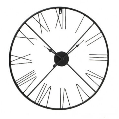 Horloge murale vintage cadre en fer chiffres romains salon chambre déco affichage de l'heure analogique rond (1/5)
