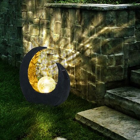 LED Crescent Moon Lampe Solaire Jardin Chemin Éclairage Stand Porche Verre  Ball Floor Luminaire Globo 33469