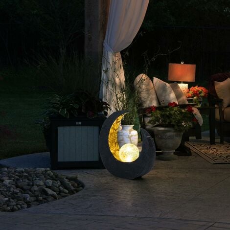 LED Crescent Moon Lampe Solaire Jardin Chemin Éclairage Stand Porche Verre  Ball Floor Luminaire Globo 33469