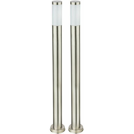 2x lampadaires extérieurs cour de jardin piliers de base en acier inoxydable projecteurs lampe sur pied