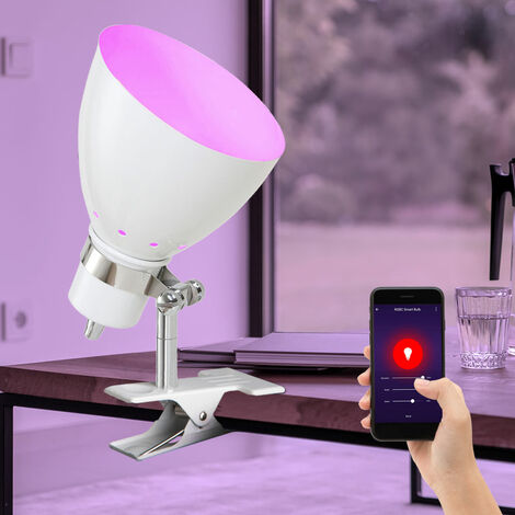 Lampe de table maison intelligente pince spot lampe de travail orientable  application dimmable commande vocale de téléphone portable dans un ensemble  avec ampoules LED RVB
