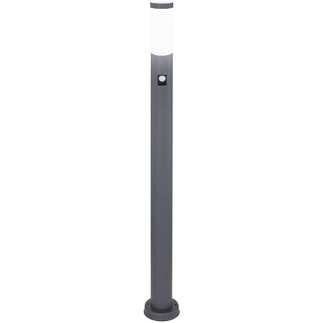 Lampadaire de jardin éclairage d'extérieur colonne détecteur de mouvement en acier inoxydable anthracite éclairage de chemin de terrasse dans un ensemble comprenant des ampoules LED