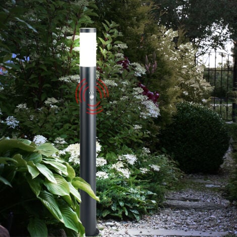 Lampadaire de jardin éclairage d'extérieur colonne détecteur de mouvement en acier inoxydable anthracite éclairage de chemin de terrasse dans un ensemble comprenant des ampoules LED
