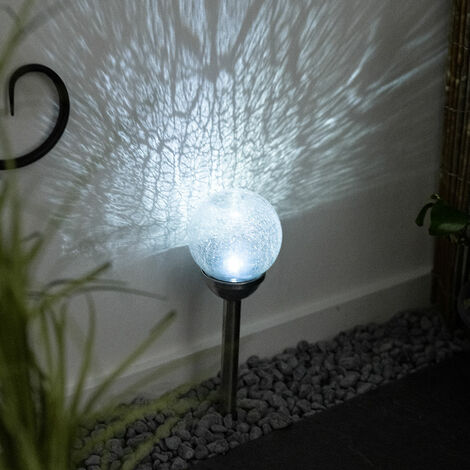 Lampe solaire LED Borne avec capteur, 45 cm, grise