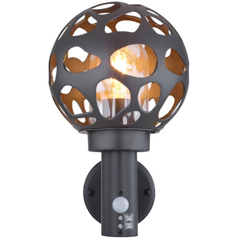 Lampe d'extérieur détecteur de mouvement en acier inoxydable Lampe d'extérieur  avec détecteur de mouvement Applique extérieure en acier inoxydable, aspect  bois avec LED décorative, 1x E27