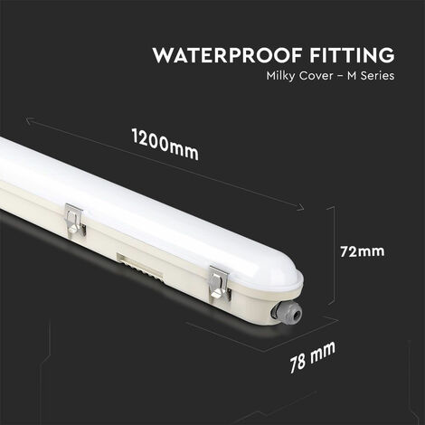 Plafonnier LED pièce humide 120 cm lampe pièce humide Lampe de garage LED  Tube LED, lumière du jour blanc froid, 1x LED 36 watts 4320 lumen,  connexion en série