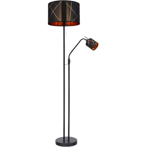 Lampadaire salon lampe articulée uplighter lampadaire or noir avec