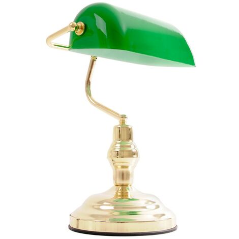 Lampe de table lampe de banquier en métal avec abat-jour lampe de