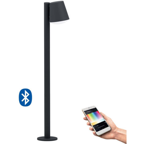 Lampadaire LED intelligent, lampadaire, lampadaire, lampe d'extérieur, lampe de porte d'entrée, lampe de jardin, contrôle d'application, anti-éclaboussures, 9W 806lm 3000K, H 96,5 cm Eglo 97483