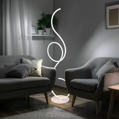 Lampadaire LED lampe de salon lampadaire design, interrupteur au pied,  métal noir, 1080lm 28W 3000K, H