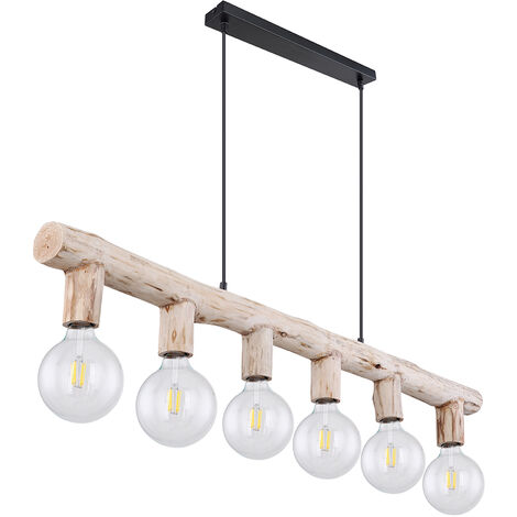 Lampe suspendue en bois naturel style bâtonnets de bois