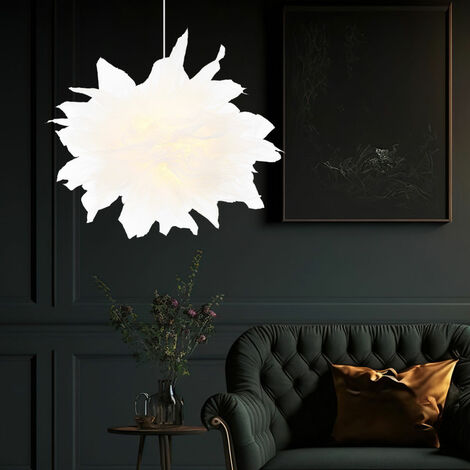 Lampe à suspension design suspension suspension lampe salon suspension avec chiffons textiles, métal blanc, 1x E27, DxH 45x120 cm