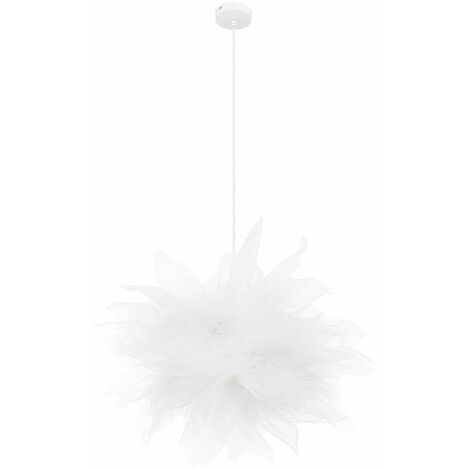 Lampe à suspension design suspension suspension lampe salon suspension avec chiffons textiles, métal blanc, 1x E27, DxH 45x120 cm