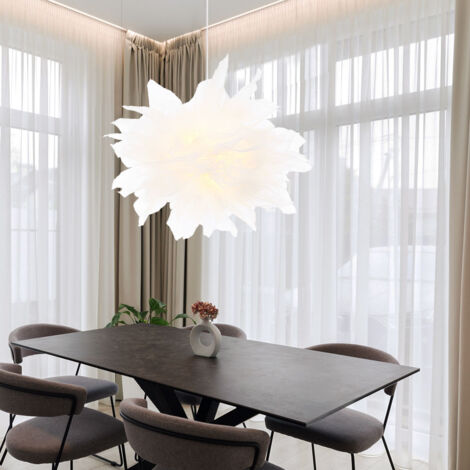 Lampe à suspension design suspension suspension lampe salon suspension avec chiffons textiles, métal blanc, 1x E27, DxH 45x120 cm