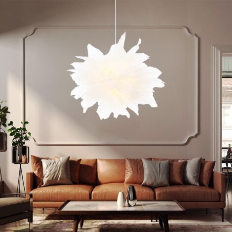 Lampe à suspension design suspension suspension lampe salon suspension avec chiffons textiles, métal blanc, 1x E27, DxH 45x120 cm