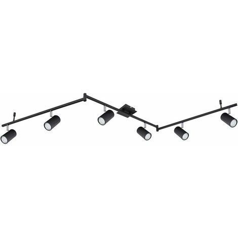 Plafonnier spots salle de bain IP44 2x5W LED GU10 noir orientable dimmable