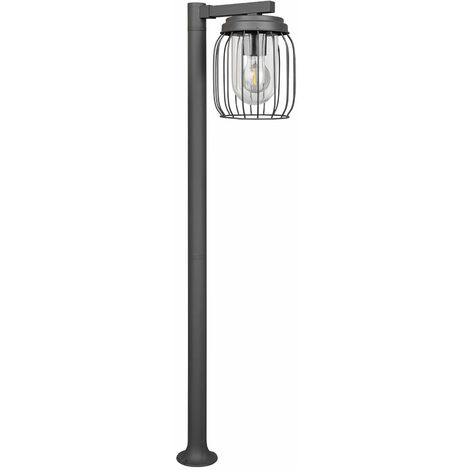 Borne d'éclairage extérieur anthracite Eclairage extérieur Lampadaire  éclairage de chemin Lampe de jardin avec écran grillagé, aluminium verre  clair, 1x E27, LxH 16x100cm, ETC Shop: lampes, mobilier, technologie. Tout  d'une source.