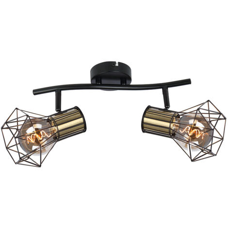 Plafonnier Maidford, lampe de plafond en métal noir, 6 flammes, avec Plafonnier Maidford, lampe de plafond en métal noir, 6 flammes, avec