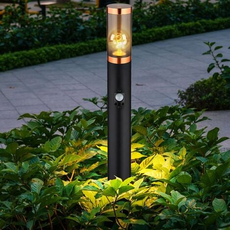 Lampadaire éclairage extérieur Lampadaire fumée cuivre extérieur avec  détecteur de mouvement jardin acier inoxydable, plastique, 1x