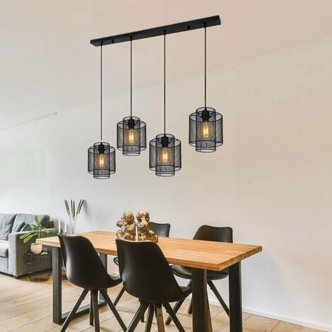 Lampe de table de salle à manger lampe suspendue salon lampe suspendue  industrielle métal noir 4
