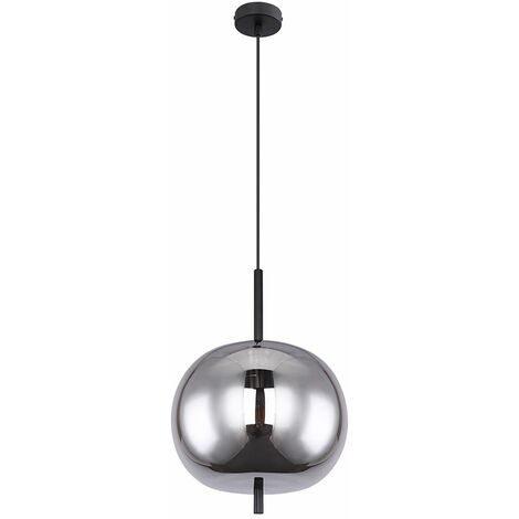 Suspension, verre fumé, lampe de table à manger, suspension, salon, boule de verre, 1x E27, DxH 30x120 cm