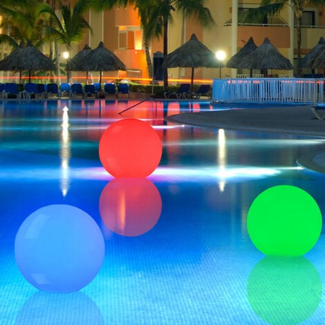 Boule flottante extérieure lumineuse lampe de jardin boule lumineuse piscine,  résistant aux intempéries, rouge bleu vert