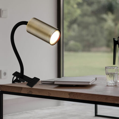 Lampe de bureau à pince col de cygne lampe de lecture pince de lit pince  lampe de bureau, plastique métal blanc, 1x GU10, LxPxH 29x10x41,5 cm
