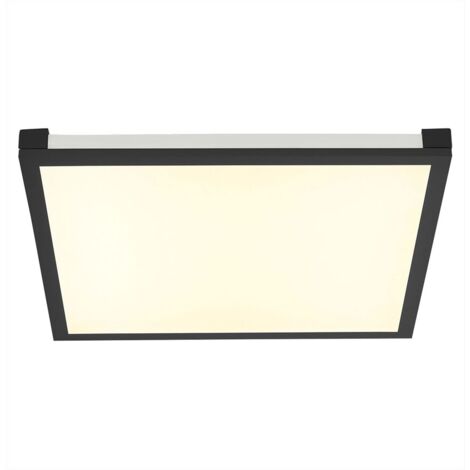 Plafonnier chambre à coucher panneau LED, télécommande, contrôle CCT blanc chaud/blanc froid, plafonnier noir, 24W 1400lm 2700/5000K, LxH 45x7,1 cm