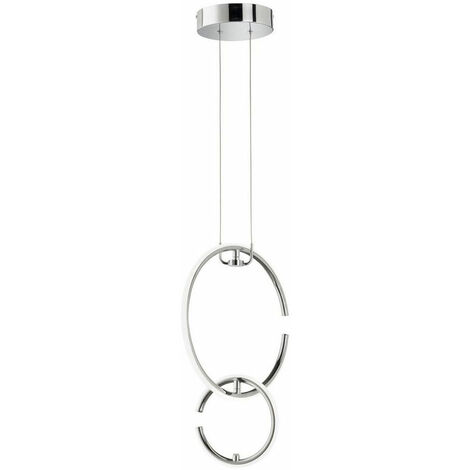 Suspension ronde LED anneau suspension lampe de cuisine suspension LED, 2 flammes, chrome moderne, 1x LED 4,5W 450Lm 4000K, LxlxH 35x21x230cm, WOFI 6989.02.01.0600 (1/4)