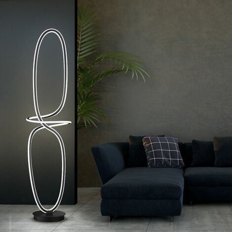 Lampadaire Salon LED Dimmable 2950 Lumen 3000K avec Commande Tactile Lampe  sur Pied Noir