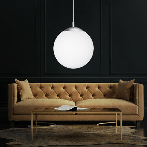Suspension lampe suspension lampe suspension lampe de salle à manger lampe de salon, métal verre nickel opale mat, 1x douille E27, DxH 30x160cm (1/5)