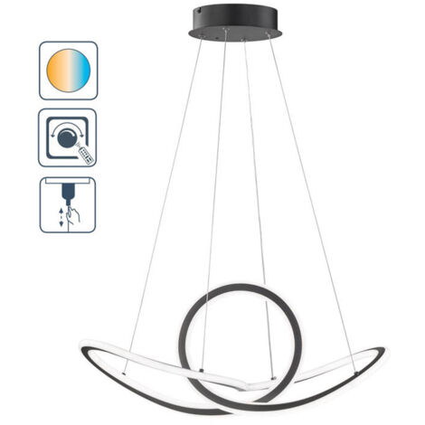 Suspension LED, dimmable, lumière de salle à manger, plafonnier LED suspendu, télécommande fonction mémoire CCT, dimmable, métal noir, 1x LED 53W 4700Lm 2900-6000K, LxlxH 73x29x150cm, WOFI 11553 (1/5)