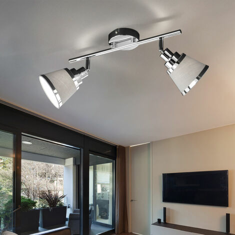 Spot de plafond, spot 2 flammes, plafonnier, spots orientables, métal chromé textile gris, 2x douilles E14, LxlxH 36,5x11,3x21,5 cm, ACTION 719202019000 (1/5)