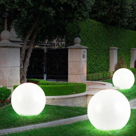 Lampes solaires pour l'extérieur Boule lumineuse de jardin Piquet de sol Boule lumineuse solaire 30 cm Boule solaire LED pour le jardin, blanc argent, 4x LED blanc chaud, DxH 30x66,5 cm