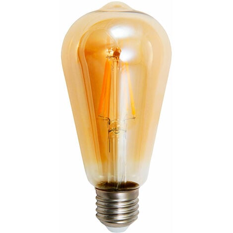 Lot de 10 Ampoules vintage LED filament 4W 2200 kelvin blanc très chaud  verre ambrée E27 ST64