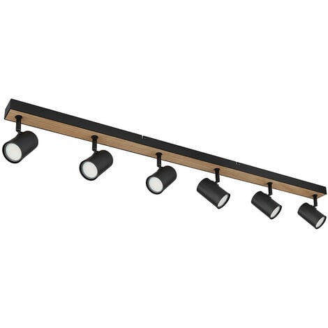 Spot de plafond plafonnier spot noir Spot strip 6 flammes, MDF