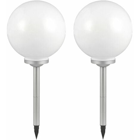 Boule solaire pour extérieur 30 cm boule lumineuse solaire boule de jardin lumineuse décoration de jardin à LED solaire, avec piquet de sol, durée d'éclairage environ 6-8 heures, H 66,5 cm, lot de 2