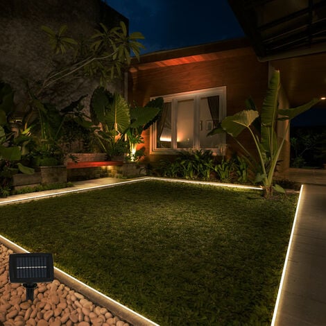 Guirlande lumineuse solaire à LED Guirlande lumineuse solaire avec piquet  de lumière enfichable LED Stripe garden, noir, interrupteur, batterie  rechargeable, 6500K, L 300 cm