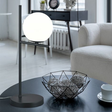 Lampe de table lampe de chevet noire lampe de table boule de verre
