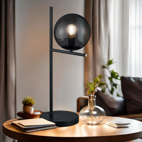 Lampe De Table M&S Eton – Métal Fumé Et Abat-jour Tissu – Hauteur 67 Cm – Neuve