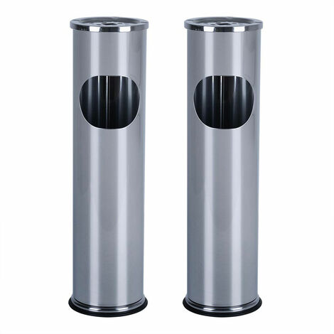 Flyelf Poubelle Sur Pied Avec Cendrier - Intérieur/Extérieur, 30L, Noir - Idéal Pour Jardin, Hôtel, Bureau