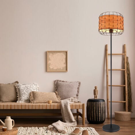 Lampadaire uplighter aspect bois lampe de salle à manger lampe d'appoint  chambre à coucher, treillis